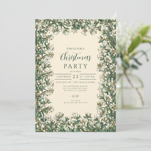 Klassieke Winter Greenery Kerstmis Kaart (Staand voorkant)