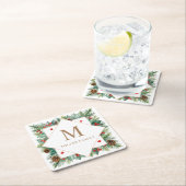 Klassieke Winter Greenery Vakantie Monogram Kartonnen Onderzetters (Insitu)