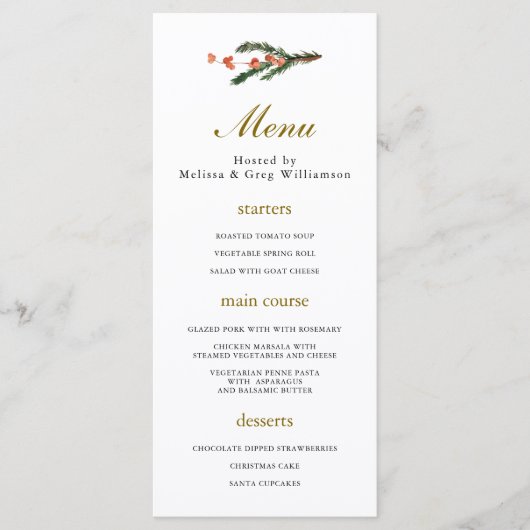 Klassieke Winter Pine Vakantie Menu (Voorkant)