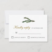 Klassieke Winter Pine Wedding RSVP Kaartje (Voorkant)