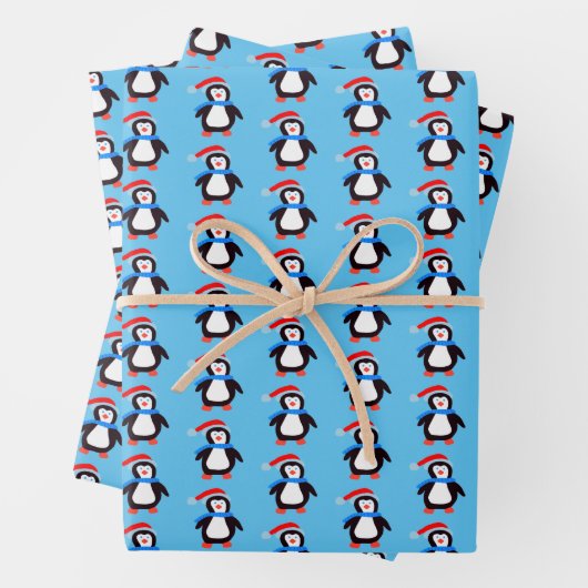 Klassieke Winter Pinguïns Inpakpapier Vel (In situ)