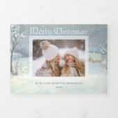 Klassieke Winter Prettig Kerstfeest Sneeuw Foto Drieluik Wenskaart (Cover)