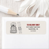 Klassieke Winter Ski Gear Illustratie Terug Etiket (Insitu)