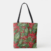 Klassieke Winter Sneeuw Holly Kerstmis Tote Bag (Achterkant)