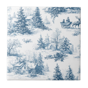 Klassieke Winter Toile de Jouy - Klassiek Kerstmis Tegeltje