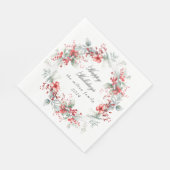 Klassieke Winter Vakantie Bessen Papier Servet (Hoek)