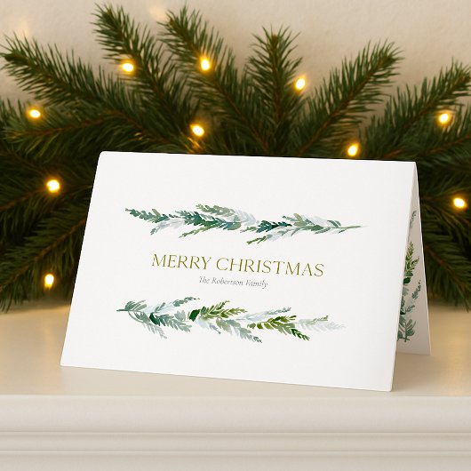 Klassieke Wintergroen Kerst  Feestdagen Kaart