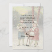  klassieke winterkinderen met hertenkunstwerk feestdagenkaart (Achterkant)