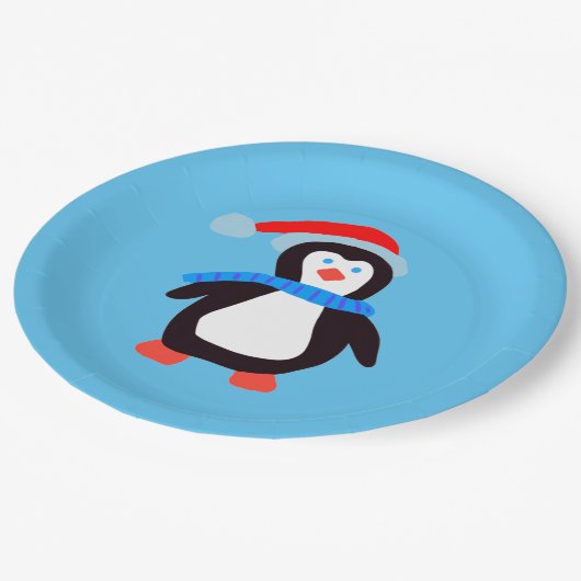 Klassieke Winterpinguïn Papieren Bordje (Gekanteld)