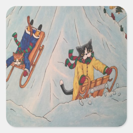 Klassieke winterslaapkat voor kerstmis Rechthoekig Vierkante Sticker (Voorkant)