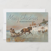 Klassieke  winterslee ritscène feestdagenkaart (Voorkant)