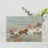 Klassieke  winterslee ritscène feestdagenkaart (Staand voorkant)