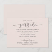 Klassieke wit en zwart minimalistische begrafenis bedankkaart (Voorkant / Achterkant)