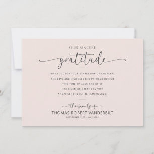 Klassieke wit en zwart minimalistische begrafenis bedankkaart