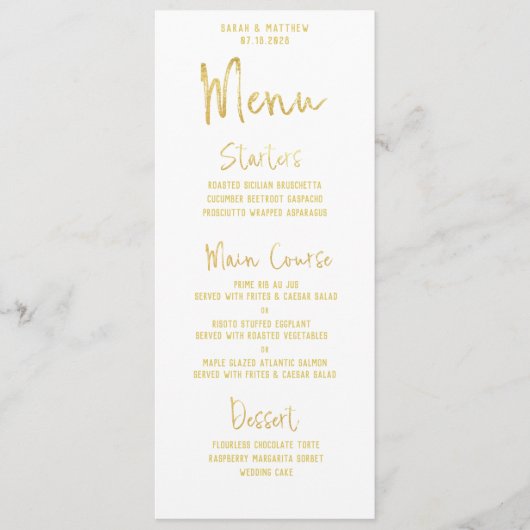 Klassieke Wit Goud Script Lettertype Kalligrafie T Menu (Voorkant)