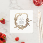 Klassieke Wit Zwart Goud Bloemen bruiloft Servet (Insitu)