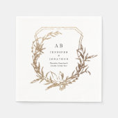 Klassieke Wit Zwart Goud Bloemen bruiloft Servet (Voorkant)