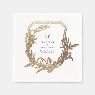 Klassieke Wit Zwart Goud Bloemen bruiloft Servet