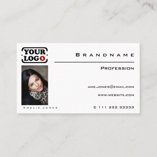 Klassieke witte aangepaste foto of Logo Profession Visitekaartje (Voorkant)