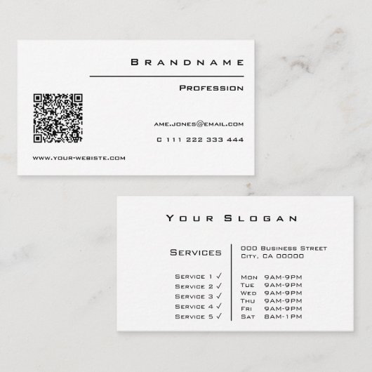 Klassieke witte aangepaste QR-code Professional Cl Visitekaartje (Voorkant / Achterkant)