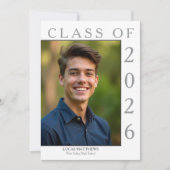 Klassieke Witte Afgestudeerde van de Klas van 2026 Kaart (Voorkant)