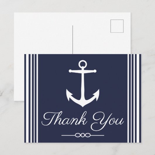 Klassieke witte anchor Navy Blue Dank u Briefkaart (Voorkant / Achterkant)