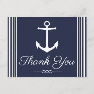 Klassieke witte anchor Navy Blue Dank u Briefkaart