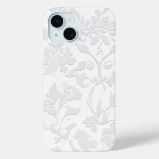 Klassieke Witte Barokke Bloemen Embossed Telefoonh Case-Mate iPhone Case (Achterkant)