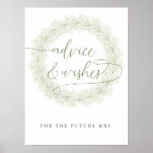 Klassieke witte bloem bruidsshower advies & wensen poster (Voorkant)