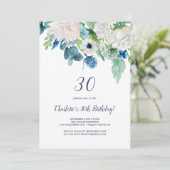 Klassieke witte bloemen 30e verjaardag kaart (Staand voorkant)