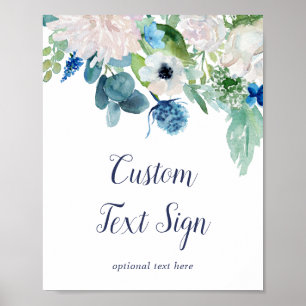 Klassieke Witte Bloemen Baby Shower Eigen Tekst Bo Poster