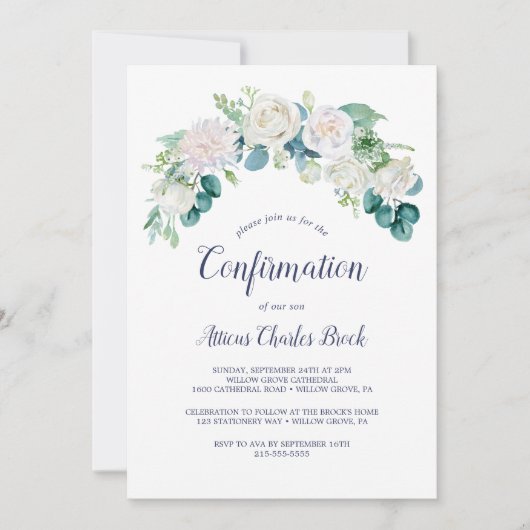 Klassieke witte bloemen bevestiging kaart (Voorkant)