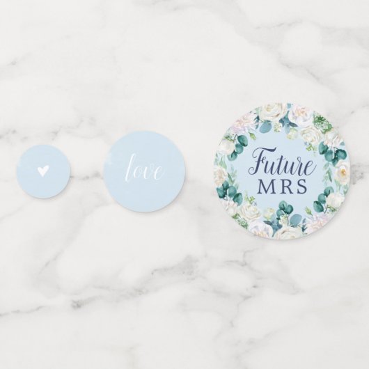 Klassieke witte bloemen | Blauw Vrijgezellenfeest Confetti (Achterkanten)