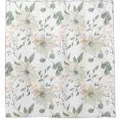 Klassieke Witte Bloemen Botanische Douchegordijn (Voorkant)