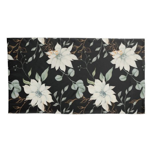 Klassieke Witte Bloemen Botanische Kussensloop (Achterkant-Rechts)