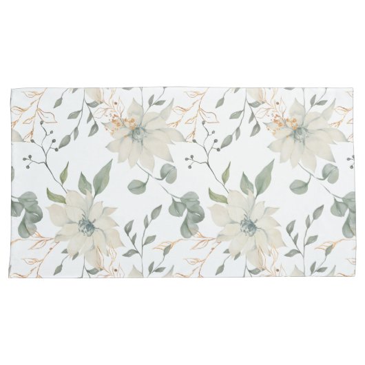 Klassieke Witte Bloemen Botanische Kussensloop (Voorkant-Rechts)