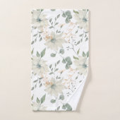 Klassieke Witte Bloemen Botanische Witte Achtergro Bad Handdoek (Handdoek)