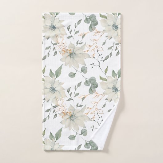 Klassieke Witte Bloemen Botanische Witte Achtergro Bad Handdoek (Handdoek)