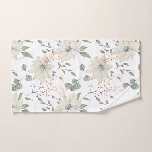 Klassieke Witte Bloemen Botanische Witte Achtergro Bad Handdoek (Handdoek)