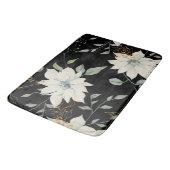 Klassieke Witte Bloemen Botanische Zwarte Achtergr Badmat (Gekanteld)
