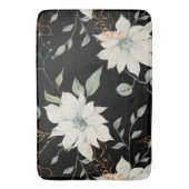 Klassieke Witte Bloemen Botanische Zwarte Achtergr Badmat (Voorkant Verticaal)