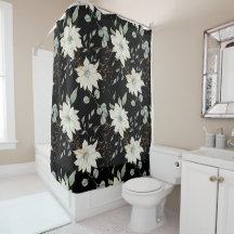 Klassieke Witte Bloemen Botanische Zwarte Achtergr