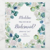 Klassieke witte bloemen Bridesmaid Voorstel Wijn Etiket (Enkel label)