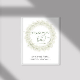 Klassieke Witte Bloemen Bruidsdouche Mimosa Bar Poster