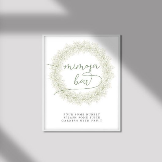 Klassieke Witte Bloemen Bruidsdouche Mimosa Bar Poster