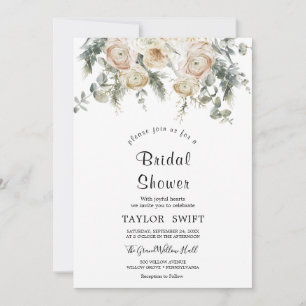Klassieke witte bloemen bruidsmeisjes uitnodiging