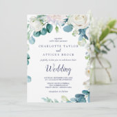 Klassieke witte bloemen bruiloft kaart (Staand voorkant)