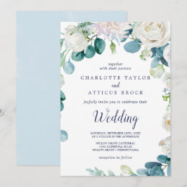 Klassieke witte bloemen bruiloft kaart