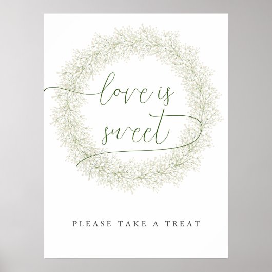 Klassieke Witte Bloemen Bruiloft Love Is Sweet Poster (Voorkant)