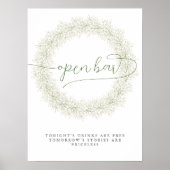 Klassieke Witte Bloemen Bruiloft Open Bar Poster (Voorkant)